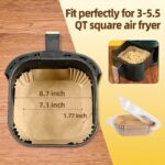 Air Fryer Paper Liners for 3-5.5 Qt, 7.1 x 7.1 inch Thickened Square Disposable Parchment Liner compatible with Ninja AF141/Chefman/Instant Pot/Cosori Airfryers - Image 5