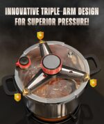 18/8 Stainless Steel Pressure Cooker 10 QT, [Save 70% Cooking Time] Olla De Presion with Food-Grade Body [One Hand Operation] Rotating Lock/Unlocking Lid System, Steam Rack Included - Image 5