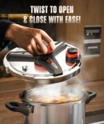 18/8 Stainless Steel Pressure Cooker 10 QT, [Save 70% Cooking Time] Olla De Presion with Food-Grade Body [One Hand Operation] Rotating Lock/Unlocking Lid System, Steam Rack Included - Image 6