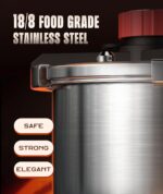 18/8 Stainless Steel Pressure Cooker 10 QT, [Save 70% Cooking Time] Olla De Presion with Food-Grade Body [One Hand Operation] Rotating Lock/Unlocking Lid System, Steam Rack Included - Image 7