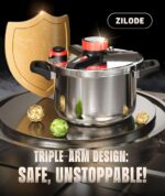 18/8 Stainless Steel Pressure Cooker 10 QT, [Save 70% Cooking Time] Olla De Presion with Food-Grade Body [One Hand Operation] Rotating Lock/Unlocking Lid System, Steam Rack Included - Image 8
