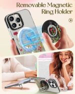 for iPhone 15 Pro Case for Women - Girls Kawaii Design Compatible with Magsafe Magnetic Ring Holder Stand Flowers Plants Phone Covers Aesthetic Girly TPU Funda for 15 Pro - Image 5