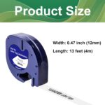 18-Pack 91331 Plastic Label Tape Replacement for DYMO Label Maker Refill 91331 Black on White Tape for Letra Tag Label Maker S0721660 LT100H LT100T QX50 Printer, 12mm x 4m, 1/2" x 13' - Image 3
