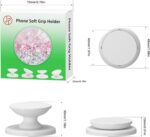 Cell Phone Grip Holder for iPhone, Purple Cute Glitter, Sticky Pads for Base, Silicone Hand Stand Ring - Image 4