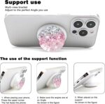 Cell Phone Grip Holder for iPhone, Purple Cute Glitter, Sticky Pads for Base, Silicone Hand Stand Ring - Image 5