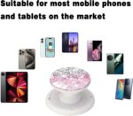 Cell Phone Grip Holder for iPhone, Purple Cute Glitter, Sticky Pads for Base, Silicone Hand Stand Ring - Image 6