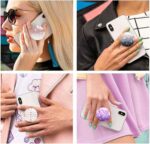 Cell Phone Grip Holder for iPhone, Purple Cute Glitter, Sticky Pads for Base, Silicone Hand Stand Ring - Image 7