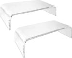 AMT 2 Pack Acrylic Laptop Monitor Stand & Computer Riser with Cat Keyboard Protector, Space-Saving Design, Extra Storage, Clear Shelf - Ideal for Monitors, Laptops, Printers, Desktop Decor - Image 3