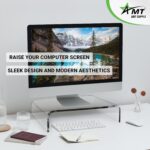 AMT 2 Pack Acrylic Laptop Monitor Stand & Computer Riser with Cat Keyboard Protector, Space-Saving Design, Extra Storage, Clear Shelf - Ideal for Monitors, Laptops, Printers, Desktop Decor - Image 4