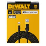 DEWALT Heavy Duty Lightning to USB A Cable — Reinforced Braided Cable for Lightning — Charger Cord Compatible with iPhone — Apple Compatible Charging Cable… (USB A to Lightning, 4FT) - Image 4