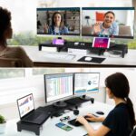 Nnewvante Monitor Stand Riser, 60 inch Large Bamboo Dual Monitor Stand for Desk, 3 Shelves Desktop Screen Riser with Adjustable Length Angle for Computer Laptop PC,Black - Image 4