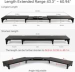 Nnewvante Monitor Stand Riser, 60 inch Large Bamboo Dual Monitor Stand for Desk, 3 Shelves Desktop Screen Riser with Adjustable Length Angle for Computer Laptop PC,Black - Image 6