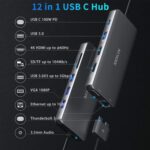 MacBook Pro Docking Station Dual Monitor HDMI Adapter,12 in 1 USB C Adapters for MacBook Pro Air Mac HDMI Dock Dongle Dual USB C to DualHDMI VGA Ethernet AUX 4USB SD/TF100W PD - Image 3