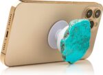 Grips by CRYSTALFY Turquoise Natural Edge Crystal Phone Grip Holder & Expanding Kickstand - Natural Gemstone Swappable Top Accessory for iPhone, iPad, Kindle & Mobile Devices - Image 7