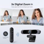 DEPSTECH 4K Webcam, Ultra HD 1/2.55'' Sony Sensor, 3X Digital Zoom, Dual Noise-Canceling Microphones, Remote Control, Auto Focus, Streaming Webcam for PC, Mac, Laptop, Video Call, Zoom, Skype, Teams - Image 4