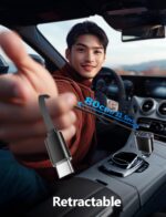 Retractable Car Charger with Starlight, 66W Starlight in Car roof 4 in 1 Retractable Car Phone Charger Adapter, Fast Charging USB C Cable, Compatible with iPhone 16/15/14/13/12/,Pixel - Image 3