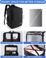 Large Travel Backpack for Men Women, 40L Carry On Backpack Flight Approved, 17.3 Inch Laptop Backpack, TSA Water Resistant Business Weekender Luggage Personal Item Bag - Image 3