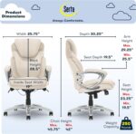 Serta AIR Health and Wellness Executive Office Chair, High Back Big and Tall Ergonomic for Lumber Support Task Swivel, Bonded Leather, Comfortable Cream - Image 3