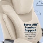 Serta AIR Health and Wellness Executive Office Chair, High Back Big and Tall Ergonomic for Lumber Support Task Swivel, Bonded Leather, Comfortable Cream - Image 8