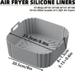 Silicone Air Fryer Liners for Ninja Pro XL AF141 AF140 AF181 AF180,2Pack 8.8inch Square Airfryer Silicone Liners Reusable Basket for Cosori,Chefman,Instant Pot,PHILIPS,Other 5-8QT Air Fryer - Image 3
