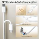 5V 1.8A Micro B Power Supply Cord, 5FT Replacement Power Adapter Charging Cable for Google Home Mini Speaker (1st Gen), White - Not for Google Home/Nest/Nest Mini/Google Mesh System - Image 5