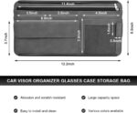 Car Sun Visor Organizer, Soft Leather Auto Sunshade Glasses Storage Bag with Multi-Pocket Net Zipper, Scratch-Resistant Vehicle Visor Pocket Eyeglasses Case Note Holder (Gray) - Image 3