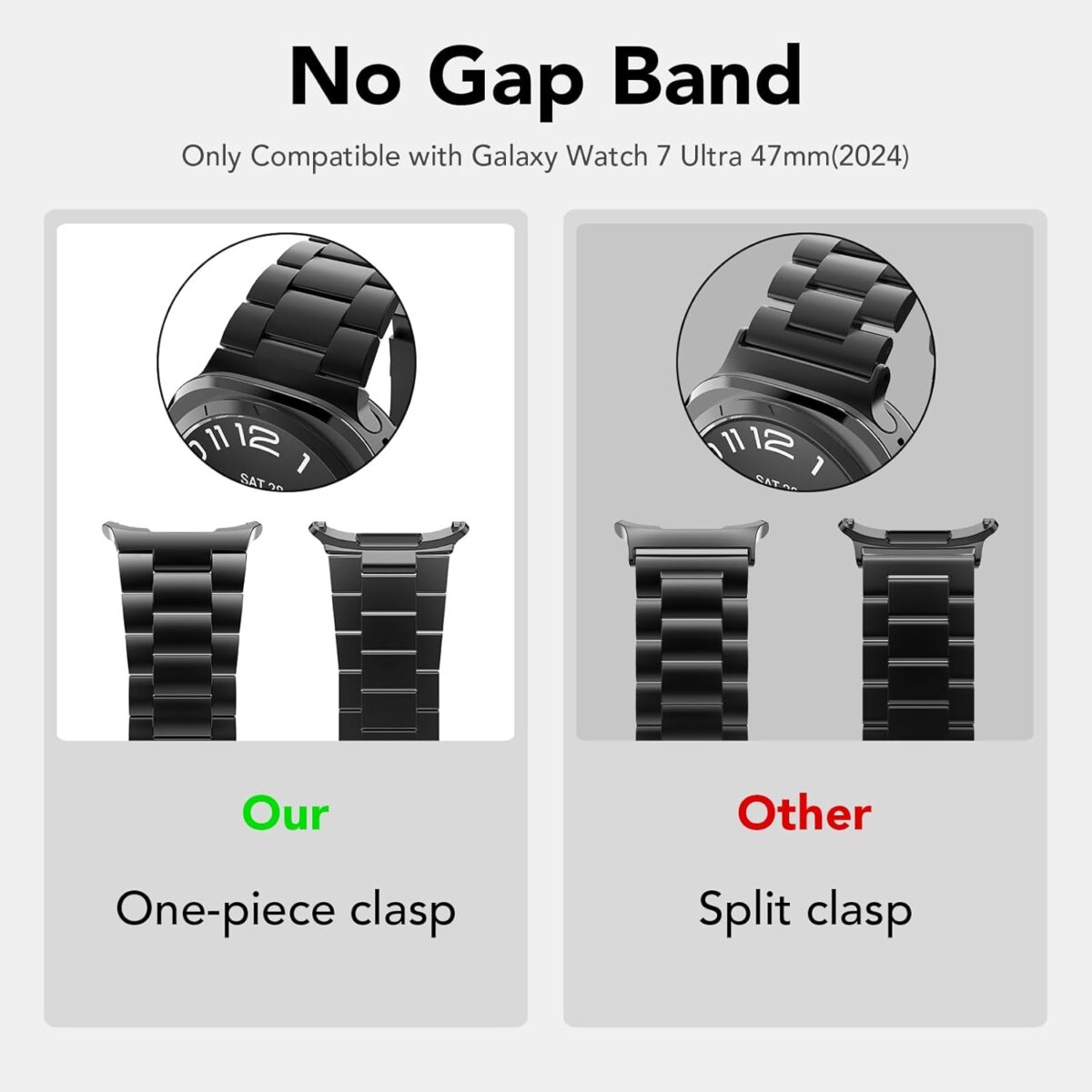 Band Compatible with Samsung Galaxy Watch Ultra 47mm(2024),Metal Stainless Steel Bands Strap Men Women,NOT for Galaxy Watch 7 6 5 4 Band 40mm 44mm 45mm/Watch 6 4 Classic 42mm 46mm 43mm 47mm - Image 3