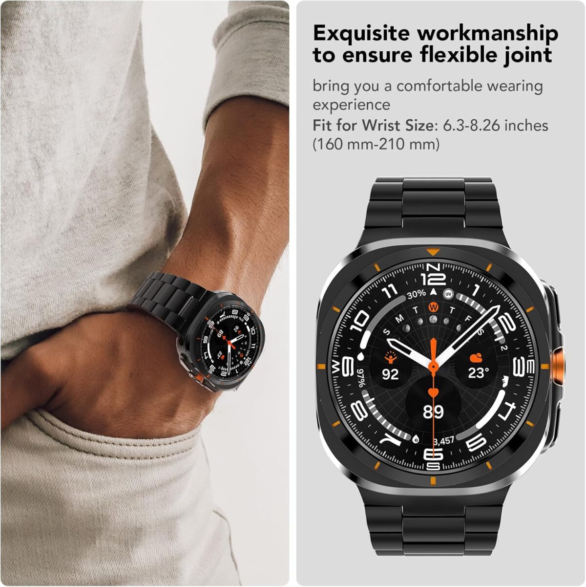 Band Compatible with Samsung Galaxy Watch Ultra 47mm(2024),Metal Stainless Steel Bands Strap Men Women,NOT for Galaxy Watch 7 6 5 4 Band 40mm 44mm 45mm/Watch 6 4 Classic 42mm 46mm 43mm 47mm - Image 5