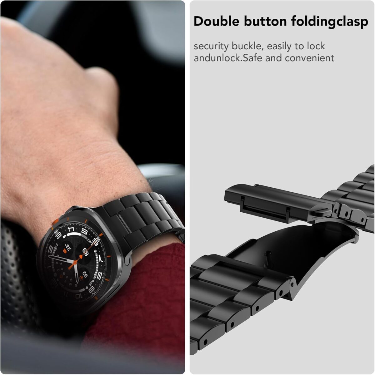 Band Compatible with Samsung Galaxy Watch Ultra 47mm(2024),Metal Stainless Steel Bands Strap Men Women,NOT for Galaxy Watch 7 6 5 4 Band 40mm 44mm 45mm/Watch 6 4 Classic 42mm 46mm 43mm 47mm - Image 6