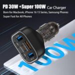 6 in 1 Multi Port USB C Car Charger Adapter PD 30W 6 Ports Super Fast Charging Cigarette Lighter Adapter 2 USB-C for MacBook iPhone 16/15/14/13/12 Galaxy Android Phones - Image 3