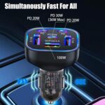 6 in 1 Multi Port USB C Car Charger Adapter PD 30W 6 Ports Super Fast Charging Cigarette Lighter Adapter 2 USB-C for MacBook iPhone 16/15/14/13/12 Galaxy Android Phones - Image 4