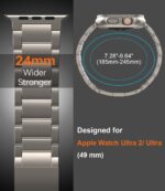HONTECH Grade 2 Titanium Band Compatible with Apple Watch Ultra/Ultra 2 (49mm),Adjustable Titanium Apple Watch Band for Men,DLC Coating Scratch Resistant - Image 3