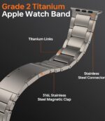 HONTECH Grade 2 Titanium Band Compatible with Apple Watch Ultra/Ultra 2 (49mm),Adjustable Titanium Apple Watch Band for Men,DLC Coating Scratch Resistant - Image 4