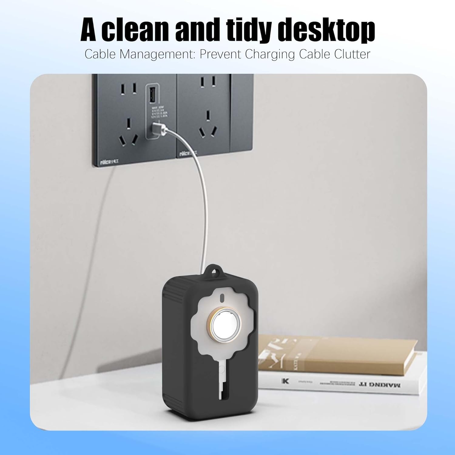 for Oura Ring Gen 4 Charger Protector Case, Soft Silicone Oura Ring 4 Charger Cover, Drop/Dust/Ageing Resistant for Oura Ring Gen4 Charger Organizer with Keychain, Deep Black - Image 5