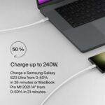 Belkin BoostCharge USB-C to USB-C Power Cable (1M/3.3ft) Fast Charging Cable 240W Power Delivery USB-IF for MacBook Pro, iPad, iPhone 16 Series, Galaxy S25 Series, Nintendo Switch 2 & More - White - Image 4