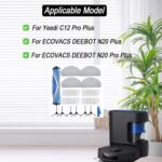 Accessories for ECOVACS DEEBOT N20 Plus, N20 Pro Plus, for Yeedi C12 Pro Plus, C12 Vacuum Cleaner, 1 Main Brush, 4 Filters, 4 Mop Pads, 6 Side Brushes, N20 Plus Replacement Part Kit Attachment - Image 3