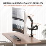Dual Monitor Arm for 17-49 Inch Ultrawide Screens – Heavy Duty Monitor Arm Desk Mount – VESA Mount with Clamp and Grommet Base – Holds Up to 44 lbs. Each - Image 3