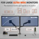 Dual Monitor Arm for 17-49 Inch Ultrawide Screens – Heavy Duty Monitor Arm Desk Mount – VESA Mount with Clamp and Grommet Base – Holds Up to 44 lbs. Each - Image 4