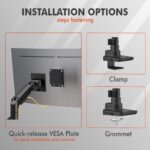 Dual Monitor Arm for 17-49 Inch Ultrawide Screens – Heavy Duty Monitor Arm Desk Mount – VESA Mount with Clamp and Grommet Base – Holds Up to 44 lbs. Each - Image 7