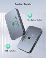 USB Switch 3.0 KVM Switch, ABLEWE Aluminum USB Switcher 2 Computers Sharing 4 USB Devices for PC Printer Scanner Mouse Keyboard with 2 Pack USB 3.0 Cable - Image 4