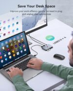 USB Switch 3.0 KVM Switch, ABLEWE Aluminum USB Switcher 2 Computers Sharing 4 USB Devices for PC Printer Scanner Mouse Keyboard with 2 Pack USB 3.0 Cable - Image 5