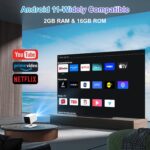 Mini Projector, 4K Portable Video Projector with WiFi6 & Bluetooth 5.4, 150 ANSI Lumen, Automatic Vertical Correction, 130'' Screen Home Cinema Smart Projector for Phone, PC, HDMI USB, Laptop - Image 3