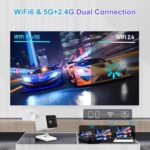 Mini Projector, 4K Portable Video Projector with WiFi6 & Bluetooth 5.4, 150 ANSI Lumen, Automatic Vertical Correction, 130'' Screen Home Cinema Smart Projector for Phone, PC, HDMI USB, Laptop - Image 7
