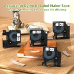 A45013 D1 Label Tape S0720530 Replace for Dymo Label Maker Refills d1 45013, 1/2 in x 23 Ft Black on White Compatible with DYMO LabelManager 160 210D 260P 280 360D 450D, 4-Pack - Image 10