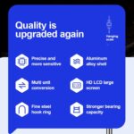 High Precision Hanging Scale,660lb Capacity,Handheld with Hooks, Heavy Duty Hanging Scale,Backlit Large LCD Display,Hanging Scale for Deer(Black) - Image 3