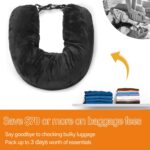 Stuffable Neck Pillow, Travel Neck Pillow Storage Bag for Airplanes, Tube Travel Neck Pillow Stuff with Clothes, No Extra Baggage Fees, Fits 3+ Days of Travel Essentials, No Filler (Black) - Image 4