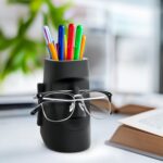 Multifunctional Handmade Eyeglass Holder and Pen Holder Desk Organizer for Office, Home Decor,Creative vase, Makeup Brush Storage (Black) - Image 3