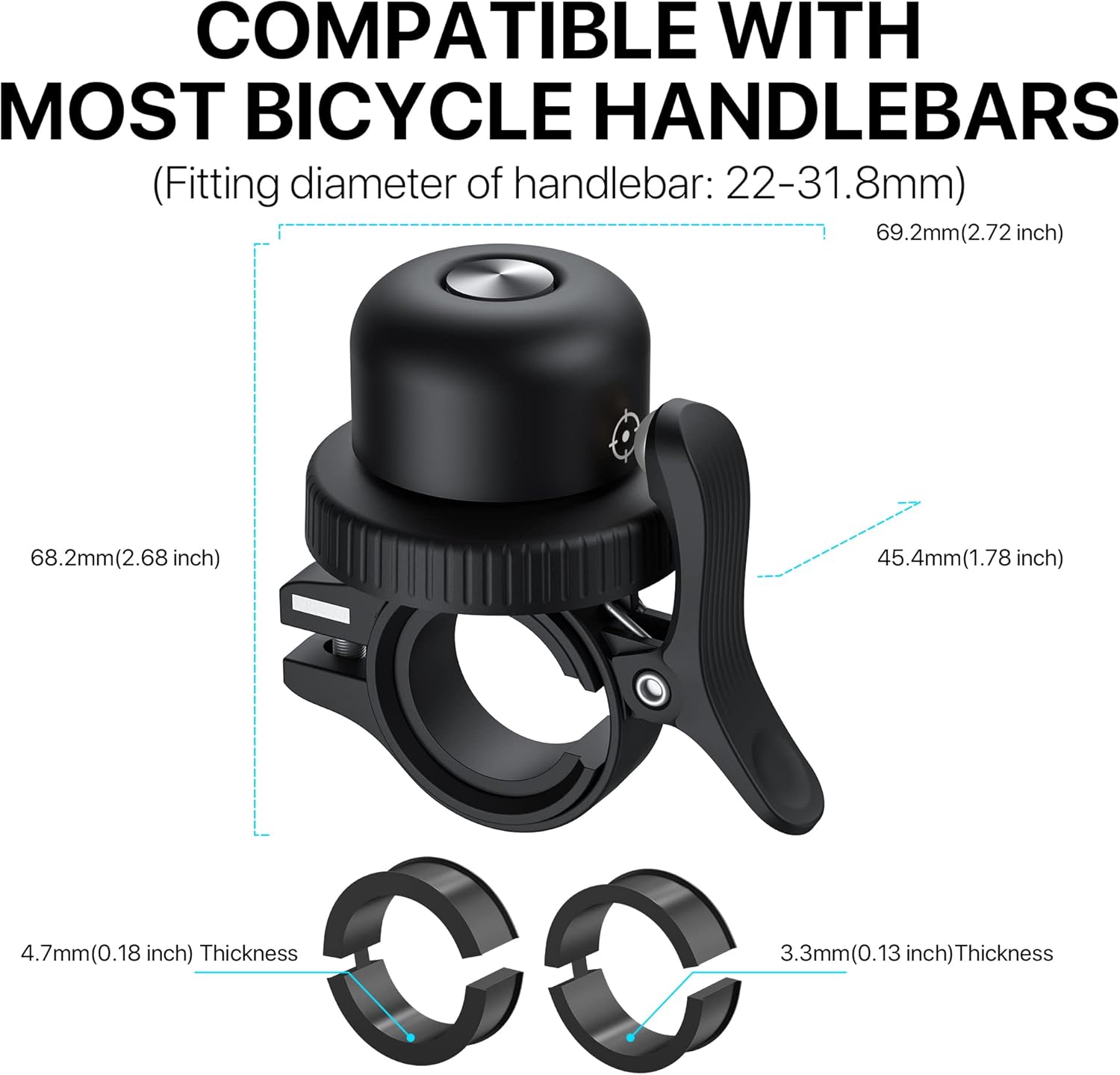 Bike Bell for Apple AirTag, MiTag Bluetooth Tracker Included, Bicycle Bell Hidden Mount for AirTag, Waterproof Anti-Theft Holder for GPS Tracker - Image 5