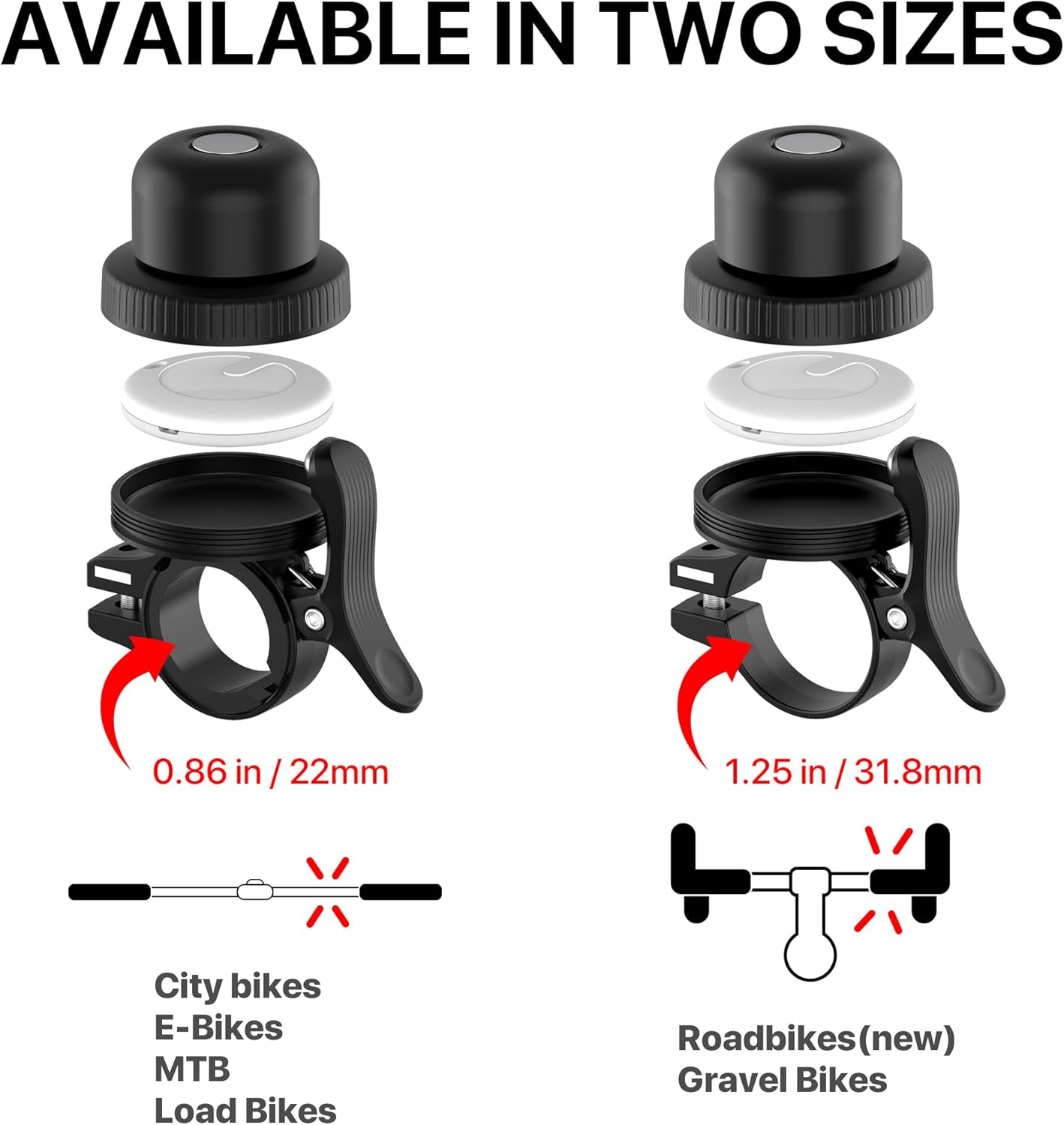 Bike Bell for Apple AirTag, MiTag Bluetooth Tracker Included, Bicycle Bell Hidden Mount for AirTag, Waterproof Anti-Theft Holder for GPS Tracker - Image 7