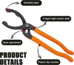 12" Adjustable Oil Filter Pliers, Automotive Oil Filter Removal Tools with Long Handle, Universal Oil Filter Wrench for Engine Filters in Cars and Trucks, Car Accessories (Orange) - Image 4
